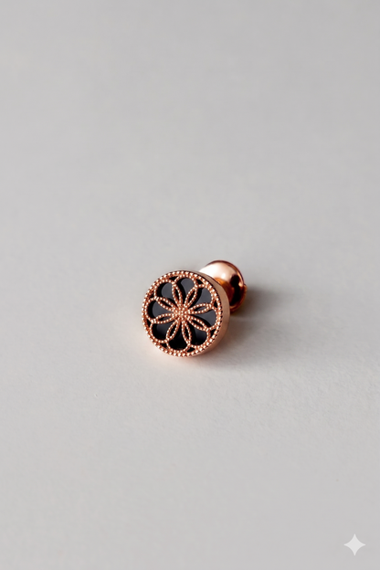 The Ravenna Black Onyx Earrings in 18kt Rose Gold